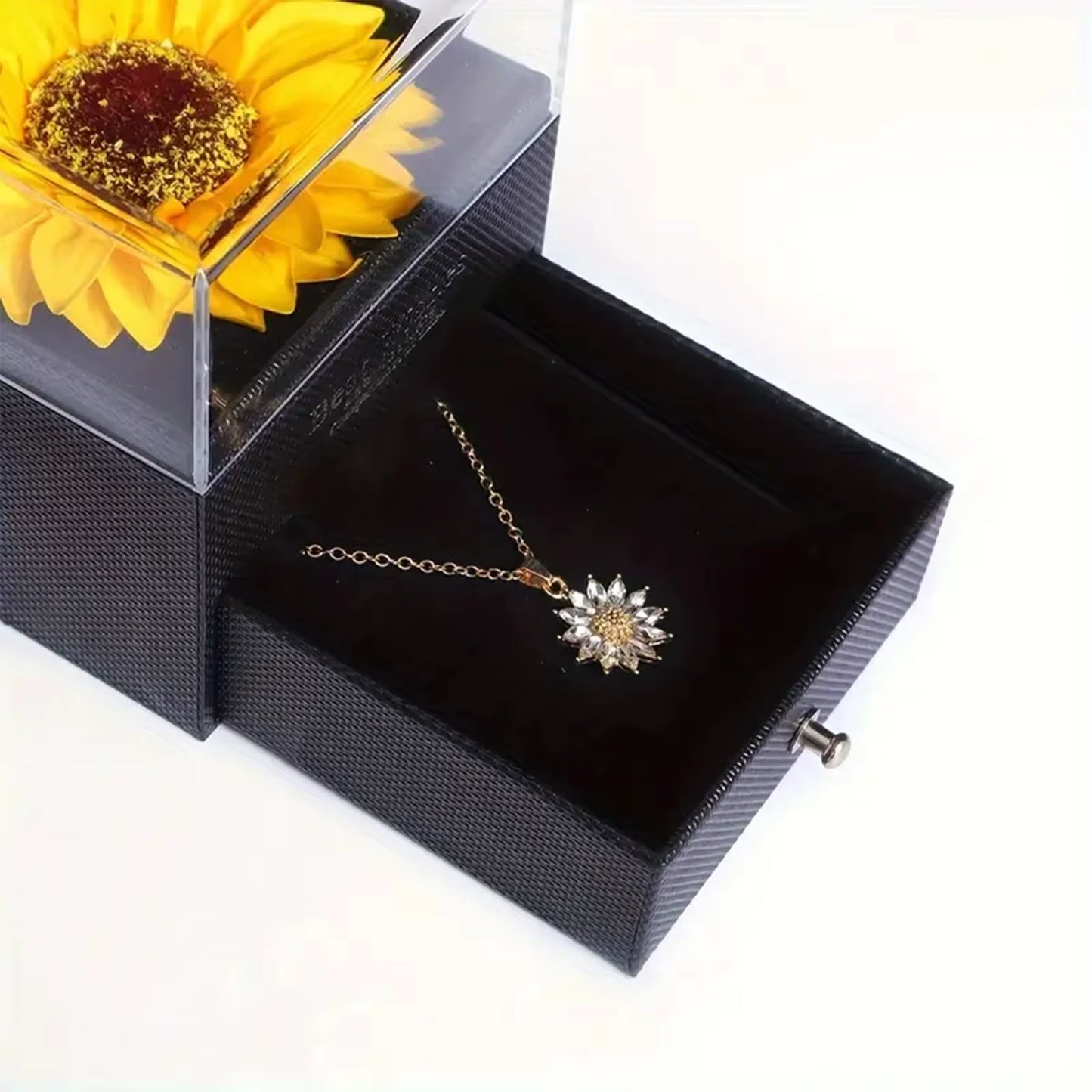 Sunflower Flower Necklace Gift Box, Elegant Jewelry, Perfect Gift for All Occasions, Comes with Cards and Gift Box Packaging